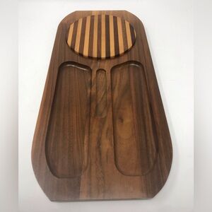Kustom Kraft MCM Solid Black Walnut Ware Cheese Charcuterie Board